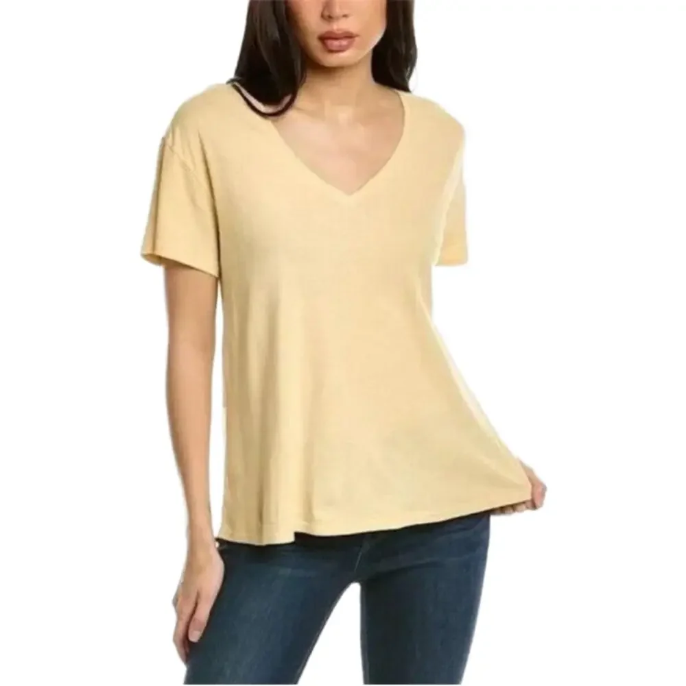 Free People x Sandrine Rose Medium V neck Sunflower Yellow T-Shirt NWT $79 MSRP
